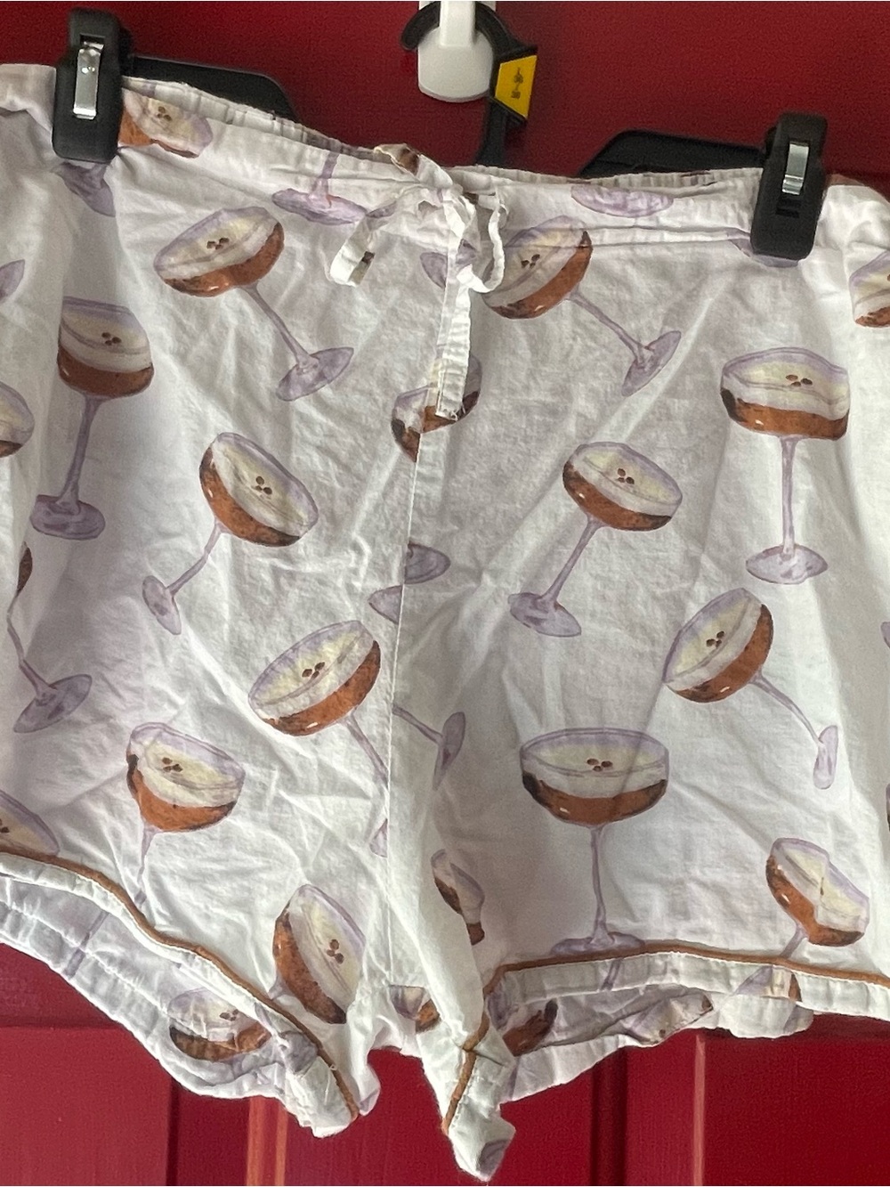 Women's White Cotton Cocktail-Print Sleep Shorts